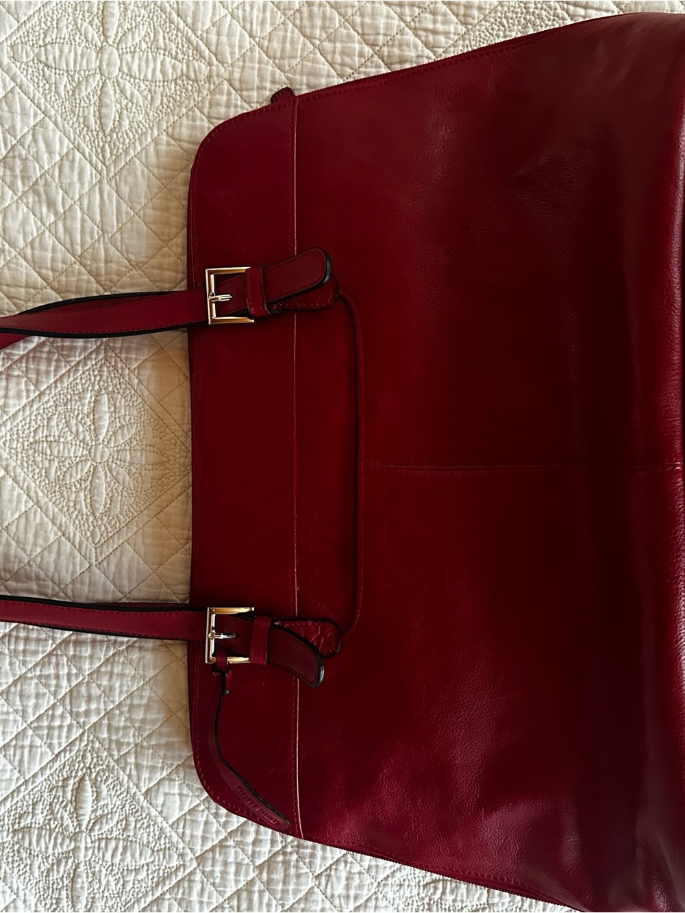 Danier Red Leather Laptop Bag - Classic Working Women's Bag - Picture 8 of 9